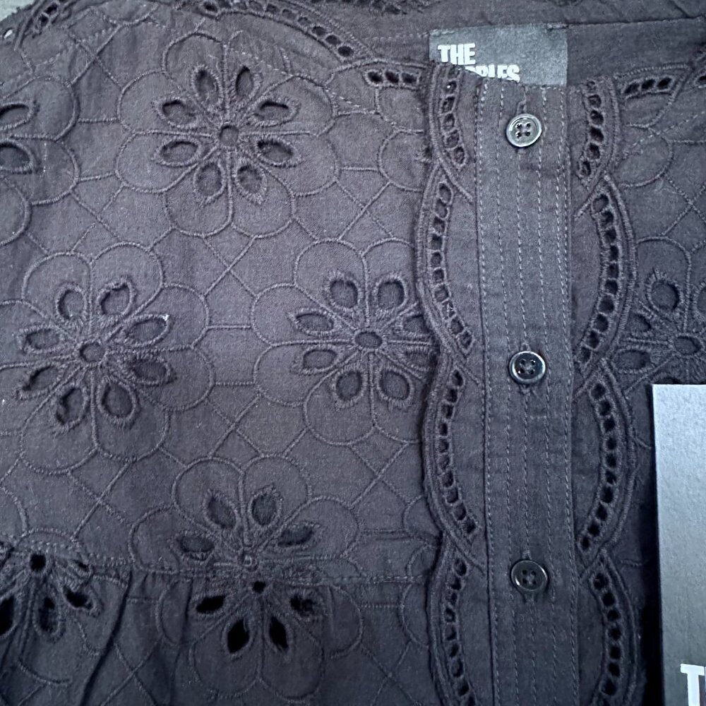 NWT | The Kooples | Black Eyelet Embroidered Tank Top - Picture 4 of 8